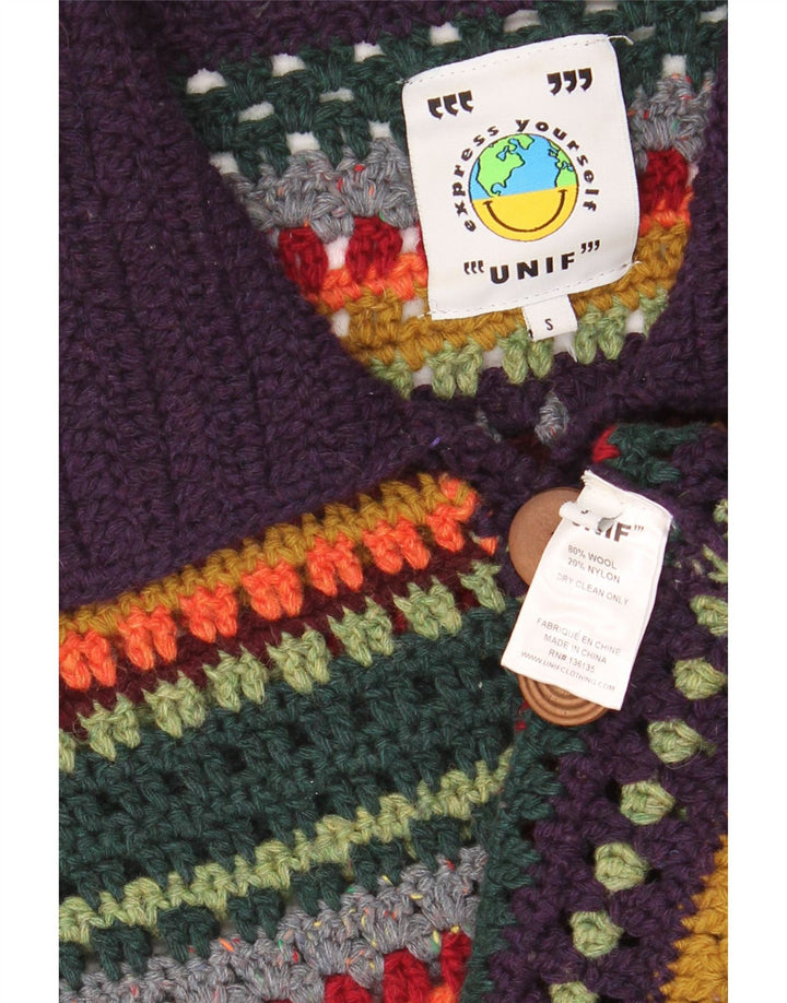 Unif Womens Oversized Cardigan Sweater UK 10 Small Multicoloured Striped