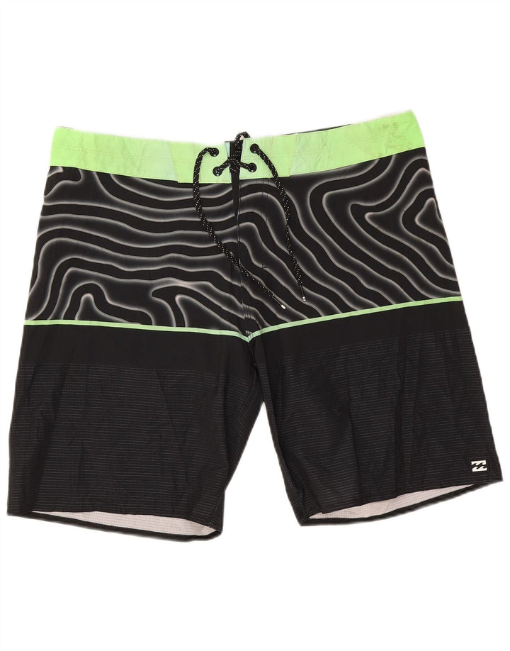 Billabong Mens Swimming Shorts Large  Black Geometric Polyester