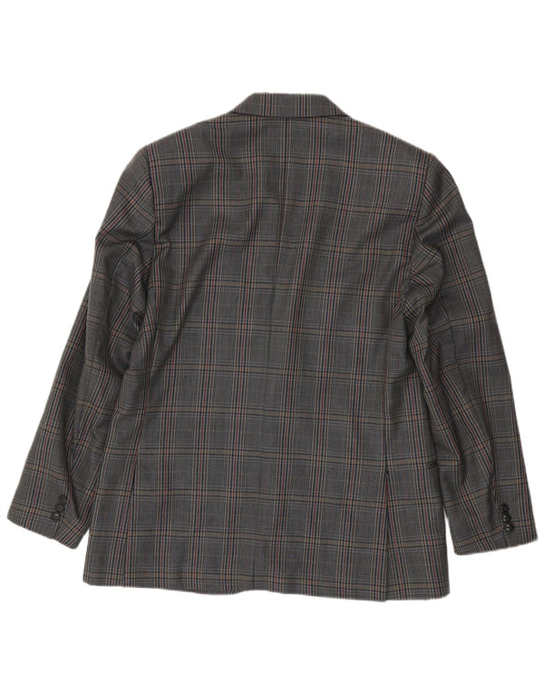 Vintage Mens 2 Button Blazer Jacket IT 50 Large Grey Check Virgin Wool