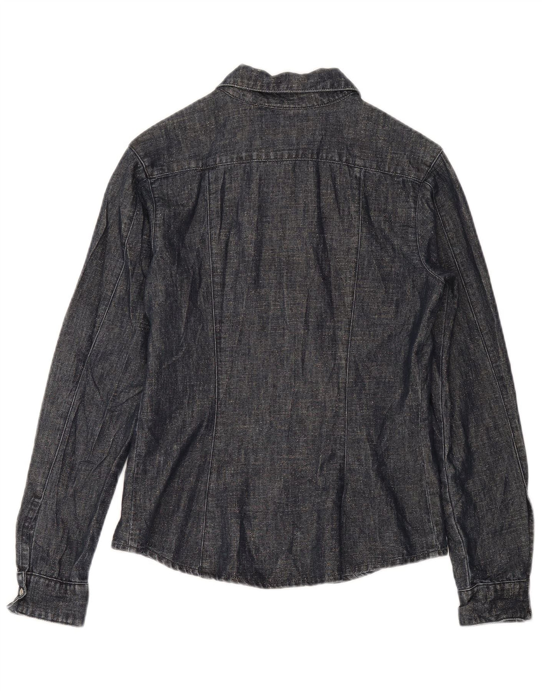 Vintage Womens Shirt UK 12 Medium Navy Blue