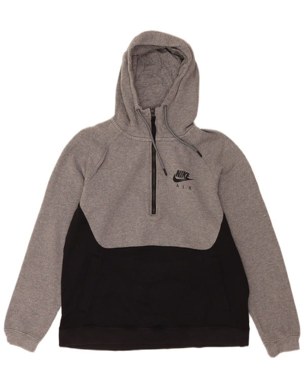 Nike Mens Graphic Zip Neck Hoodie Jumper Medium Grey Colourblock Cotton