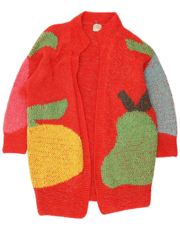 Enrico Coveri Womens Longline Graphic Cardigan Sweater UK 14 Large Red