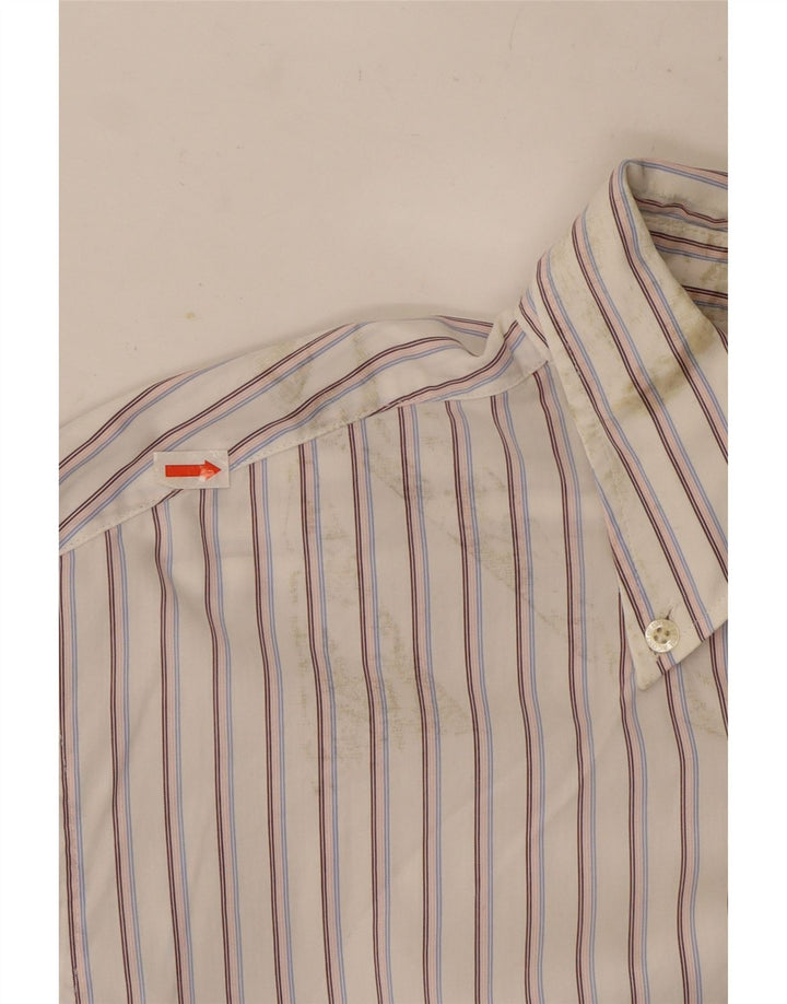 Lacoste Mens Shirt Size 42 Large White Striped Cotton