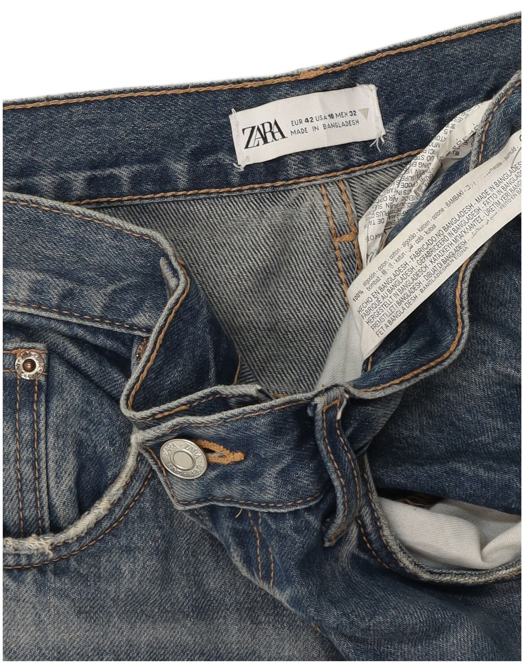 ZARA Womens Straight Jeans EU 42 Large W32 L30 Blue Cotton