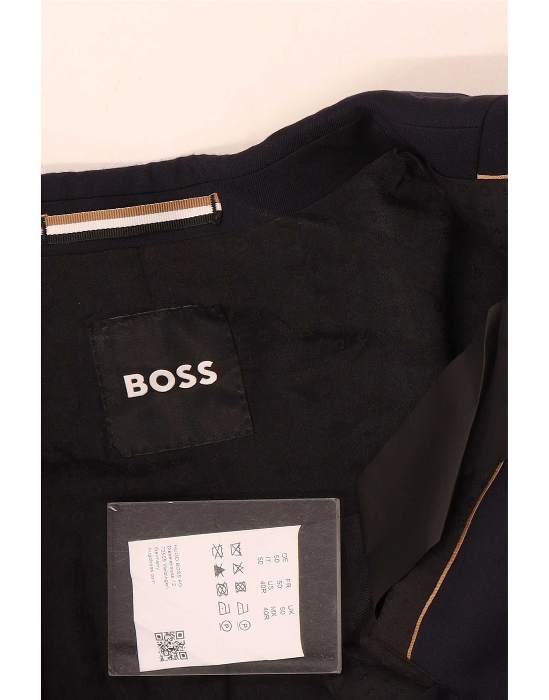 Hugo Boss Mens 2 Button Blazer Jacket EU 50 Large Navy Blue Wool