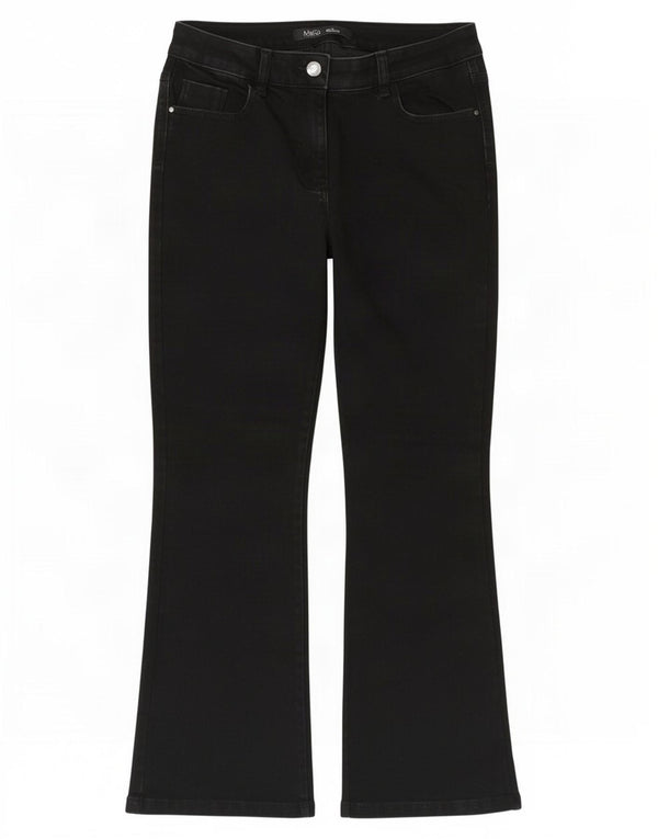 M&Co Womens Petite Bootcut Jeans UK 14 Large W30 L28 Black Cotton