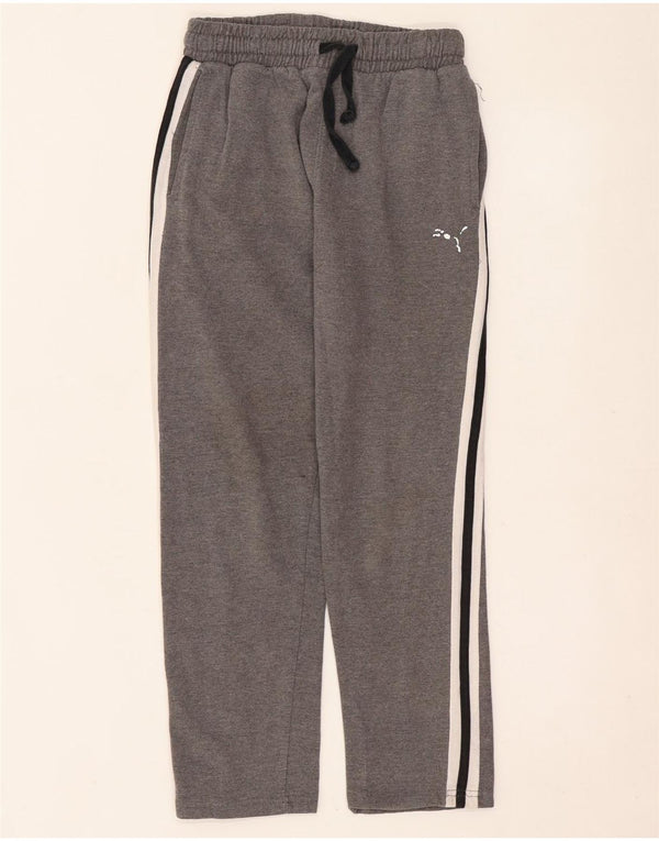 PUMA Boys Tracksuit Trousers 14-15 Years Large Grey Striped Cotton