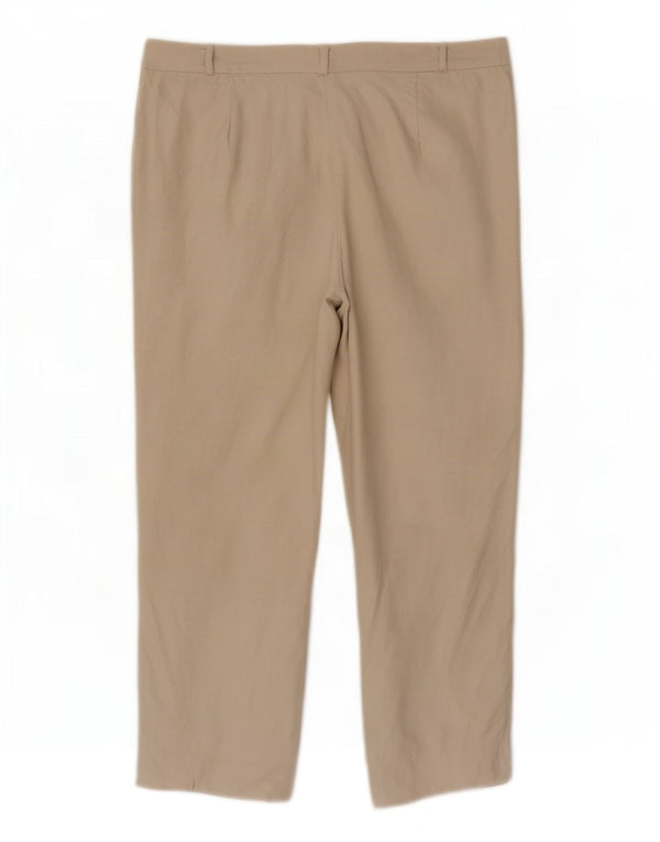 Marks & Spencer Womens Capri Trousers UK 14 Large W32 L22 Beige Linen