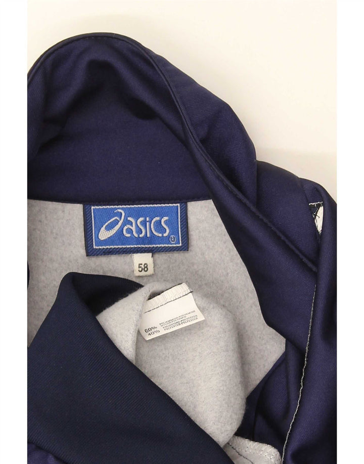 Asics Mens Graphic Tracksuit Top Jacket IT 58 3XL Navy Blue Colourblock