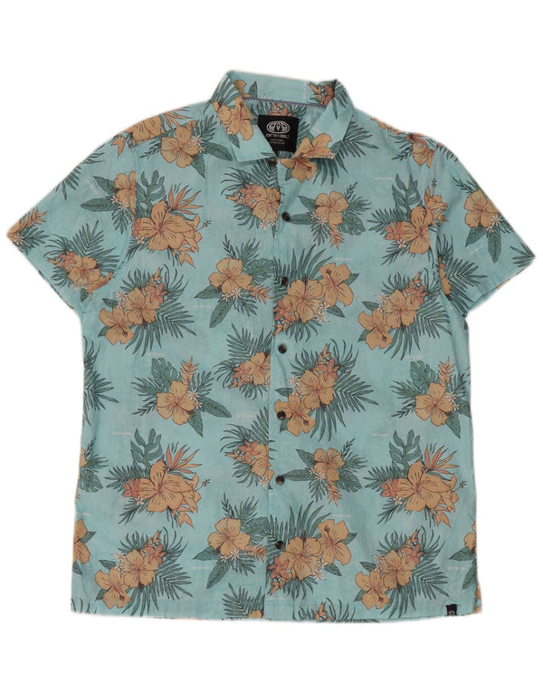 Animal Mens Short Sleeve Shirt Medium Blue Floral