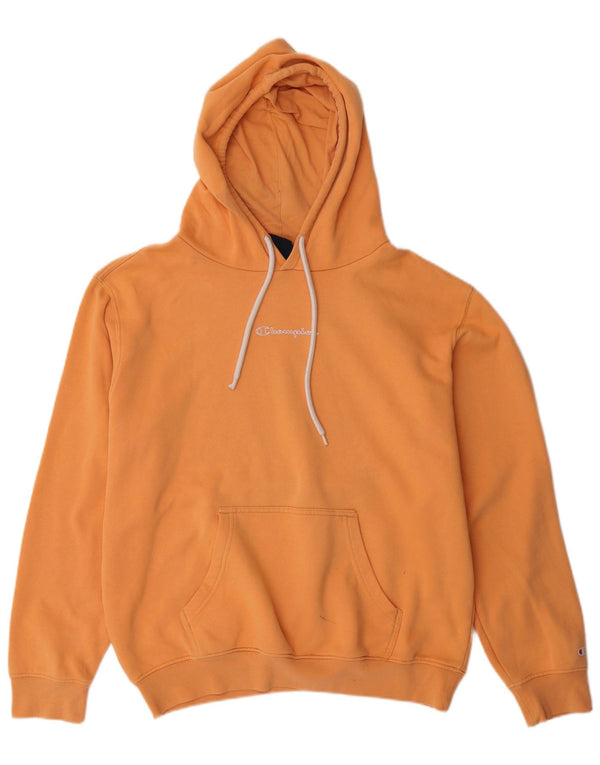 CHAMPION Mens Hoodie Jumper Medium Orange Cotton