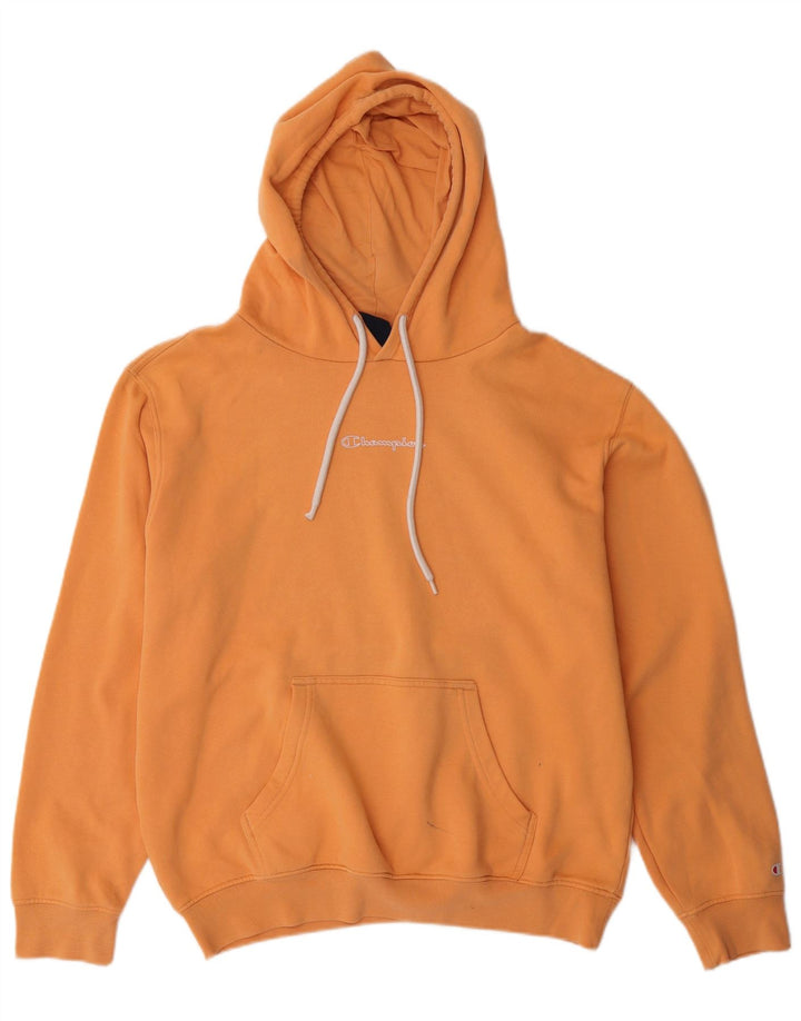 CHAMPION Mens Hoodie Jumper Medium Orange Cotton