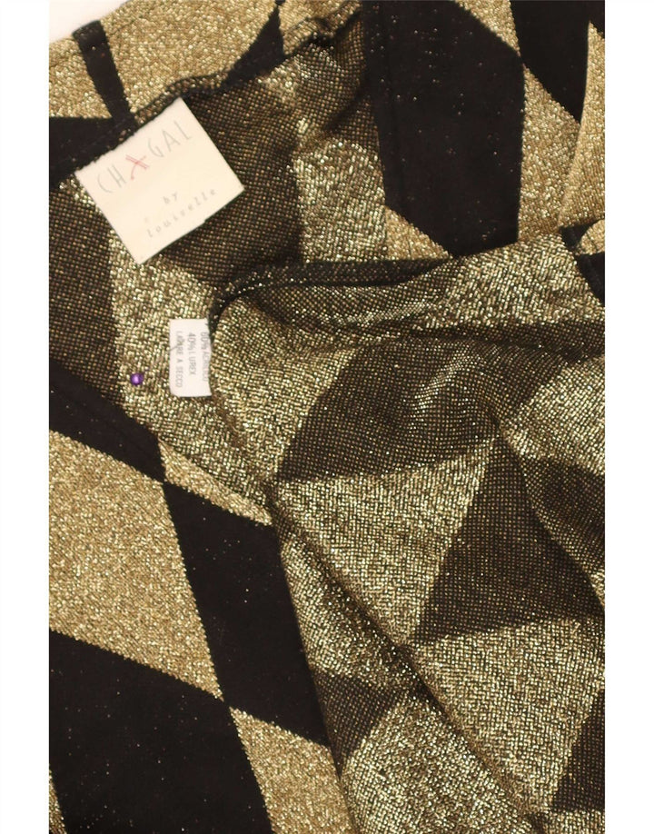 Vintage Womens Oversized Cardigan Sweater UK 16 Large Black Argyle/Diamond