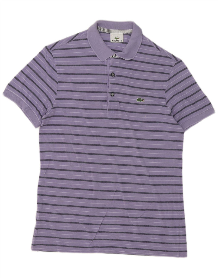 Lacoste Mens Polo Shirt Size 3 Small Purple Striped Lyocell