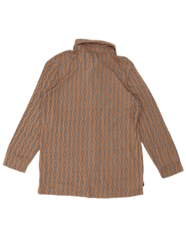 Vintage Womens Abstract Pattern Shirt UK 12 Medium Brown