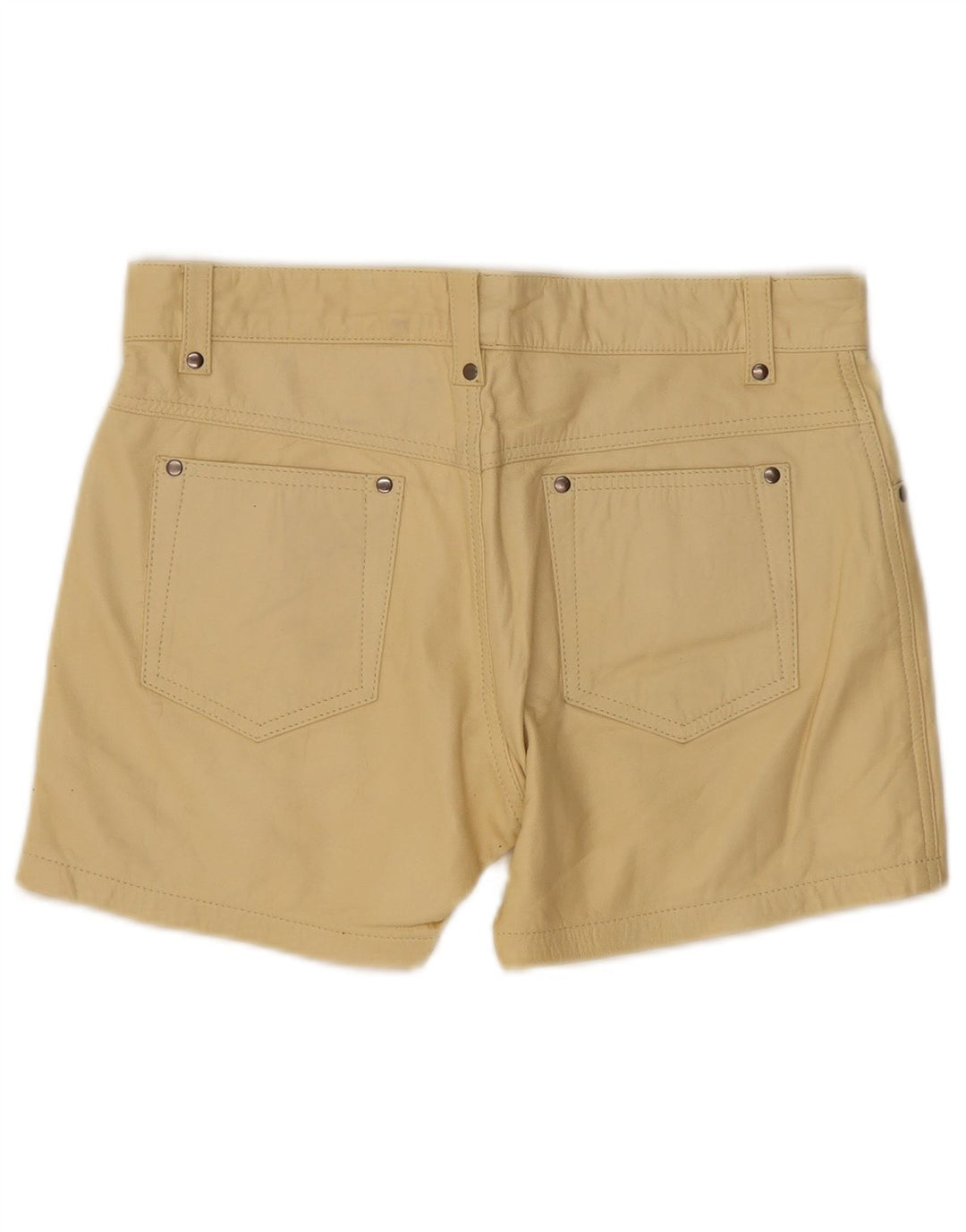 Vintage Womens Leather Casual Shorts W33 Large Yellow Leather