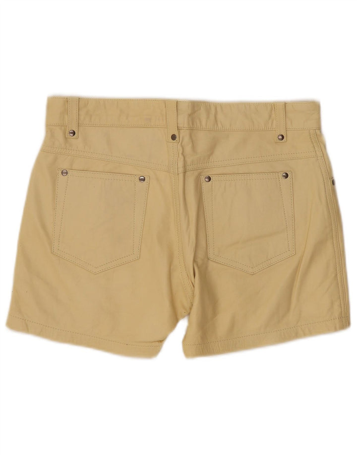 Vintage Womens Leather Casual Shorts W33 Large Yellow Leather