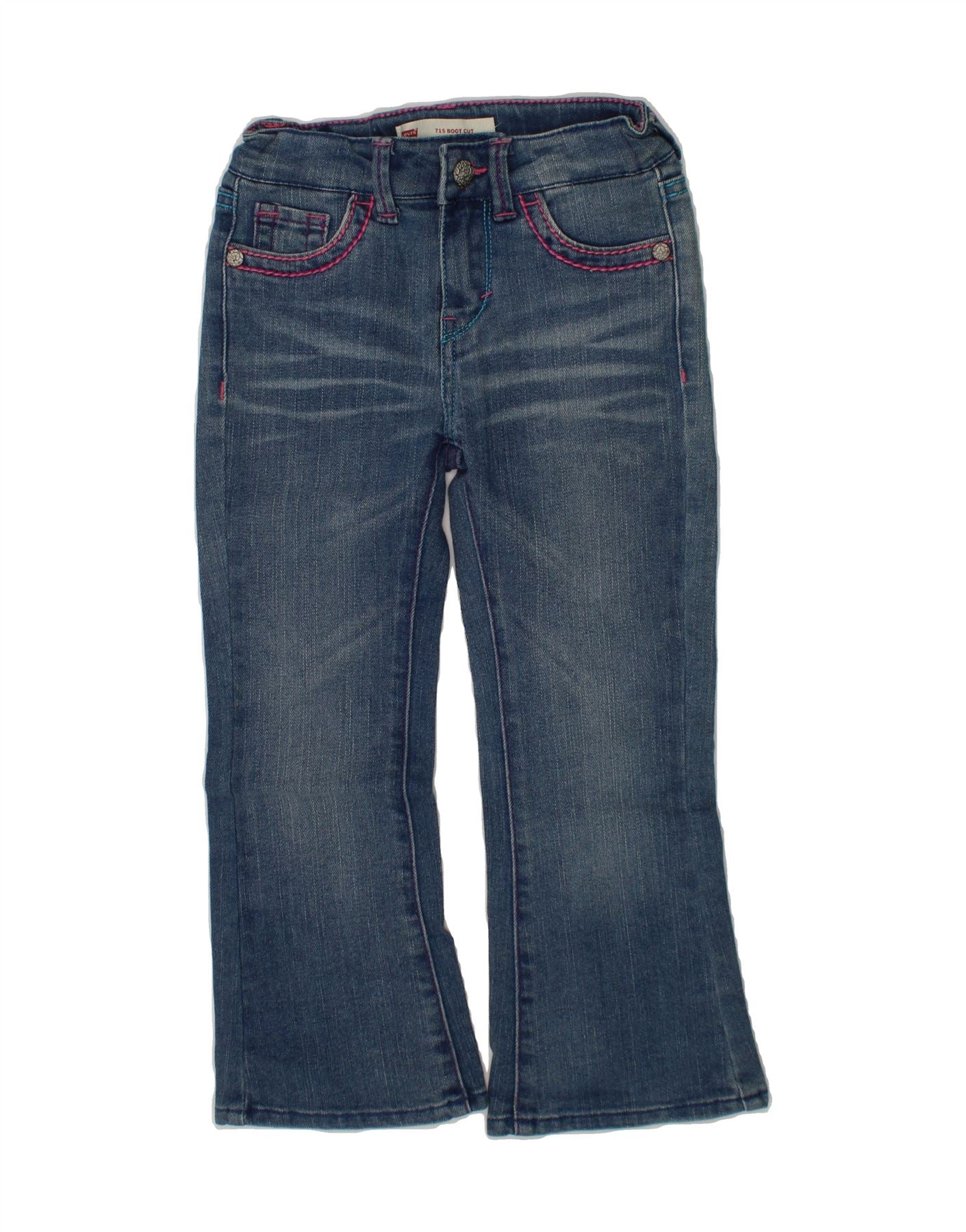 LEVI'S Girls 715 Bootcut Jeans 3-4 Years W22 L16 Blue Cotton