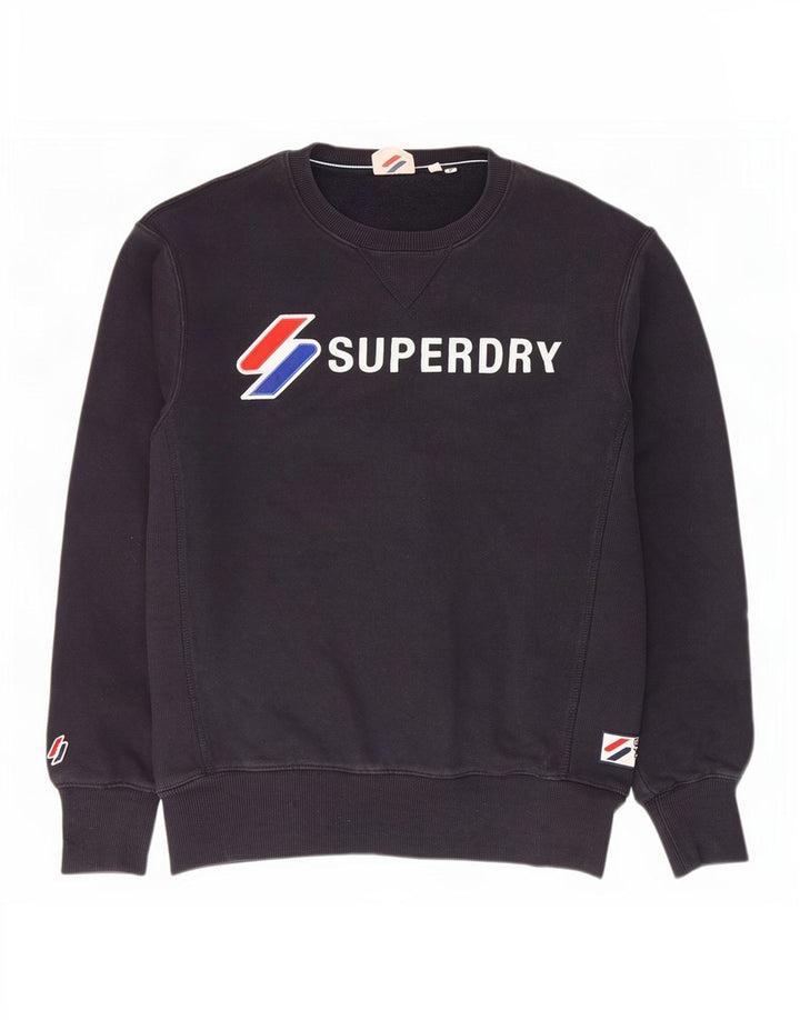 Superdry Mens Graphic Sweatshirt Jumper Medium Navy Blue Cotton