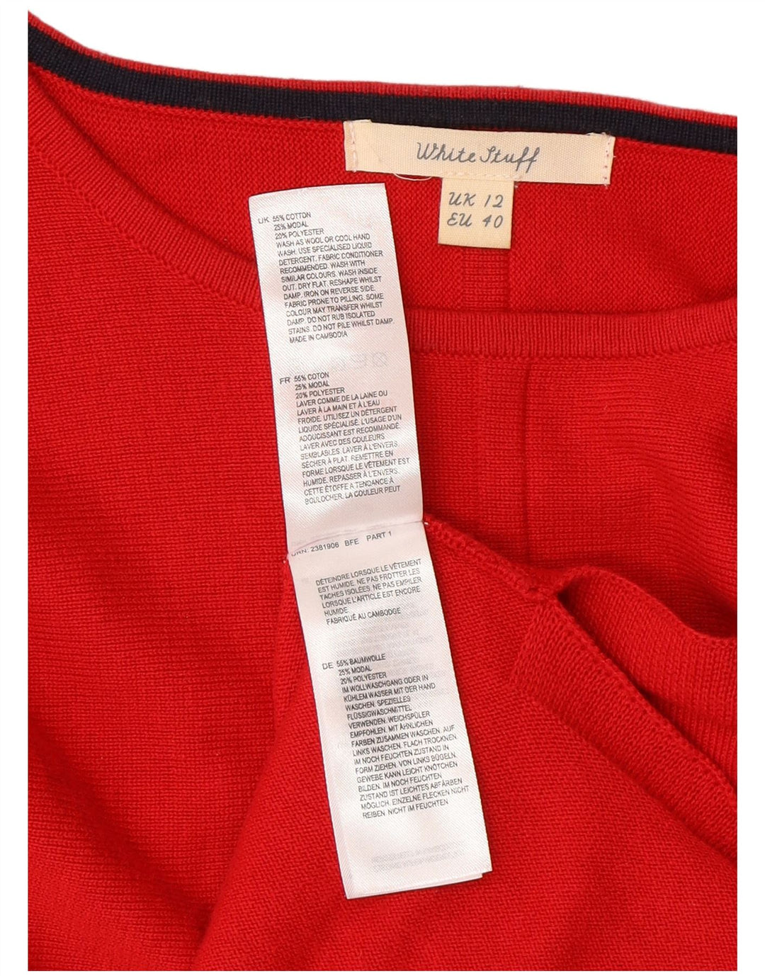 White Stuff Womens Boat Neck Jumper Sweater UK 12 Medium Red Cotton