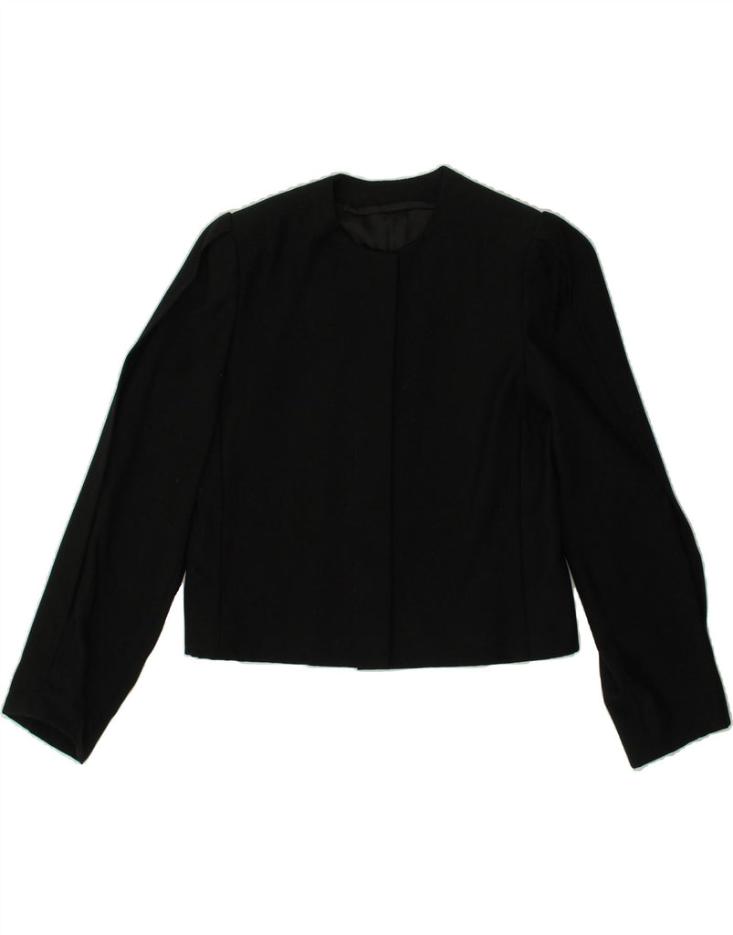 VINTAGE Womens Crop Open Blazer Jacket UK 10 Small Black Vintage Vintage and Second-Hand Vintage from Messina Hembry 