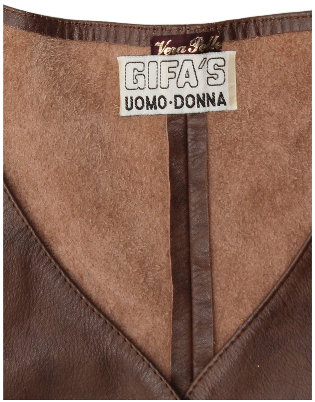 VINTAGE Womens Leather Waistcoat IT 48 XL Brown Leather