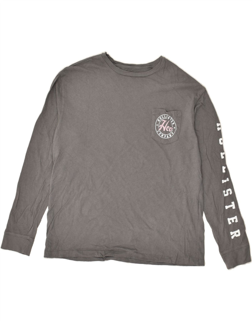 HOLLISTER Mens Graphic Top Long Sleeve Medium Grey Cotton | Vintage Hollister | Thrift | Second-Hand Hollister | Used Clothing | Messina Hembry 