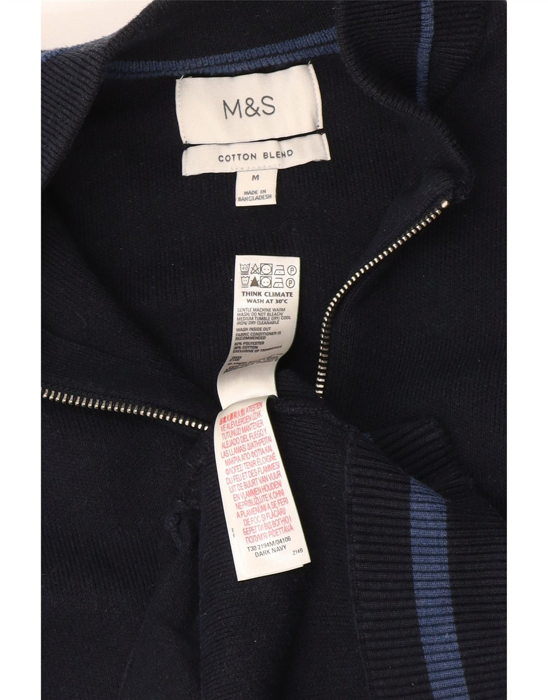 Marks & Spencer Mens Cardigan Sweater Medium Navy Blue Polyester