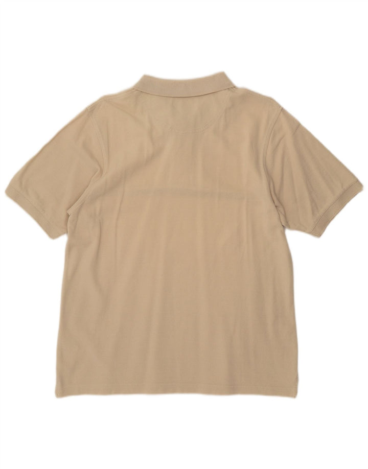 TIMBERLAND Mens Polo Shirt Medium Beige Striped Cotton