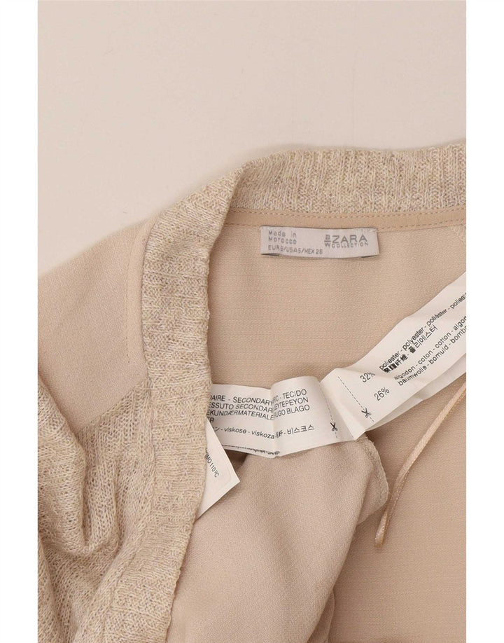 Zara Womens Oversized Tunic Top UK 10 Small Beige Polyester