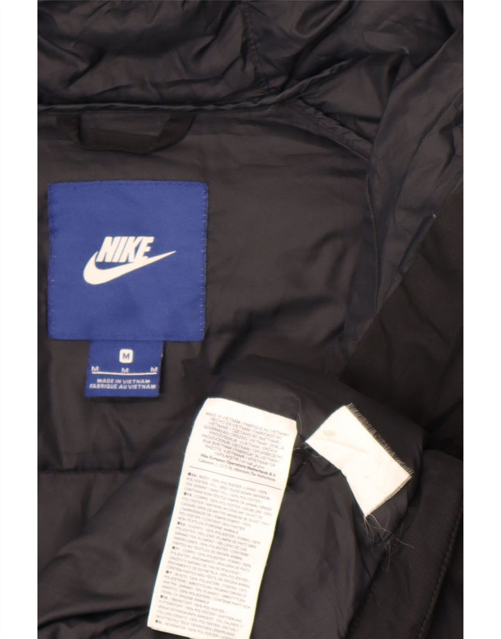 Nike Mens Hooded Padded Jacket UK 38 Medium Black Polyester