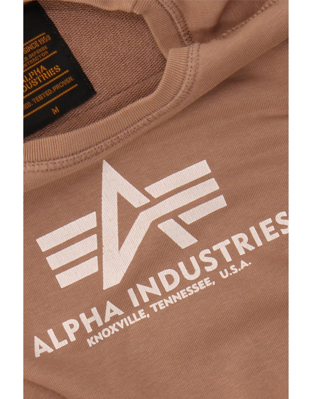 ALPHA INDUSTRIES Womens Graphic Sweatshirt Jumper UK 14 Medium Brown