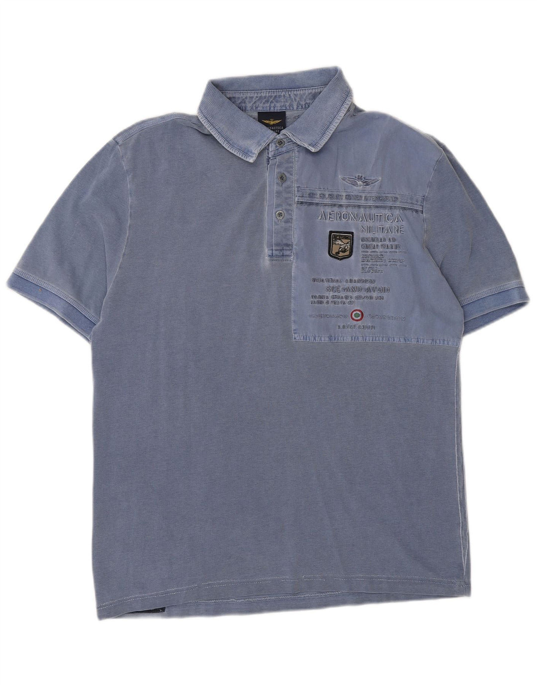 Aeronautica Militare Mens Graphic Polo Shirt Large Blue