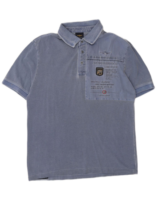 Aeronautica Militare Mens Graphic Polo Shirt Large Blue