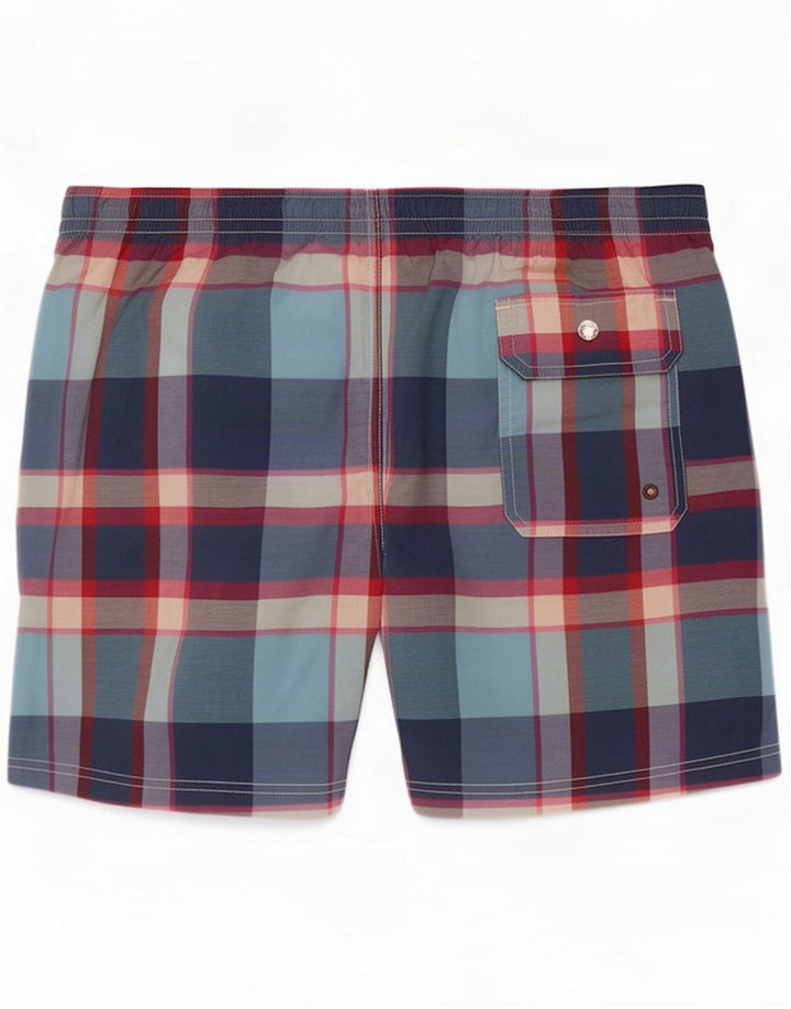 Massimo Dutti Mens Swimming Shorts Large Multicoloured Plaid Polyester