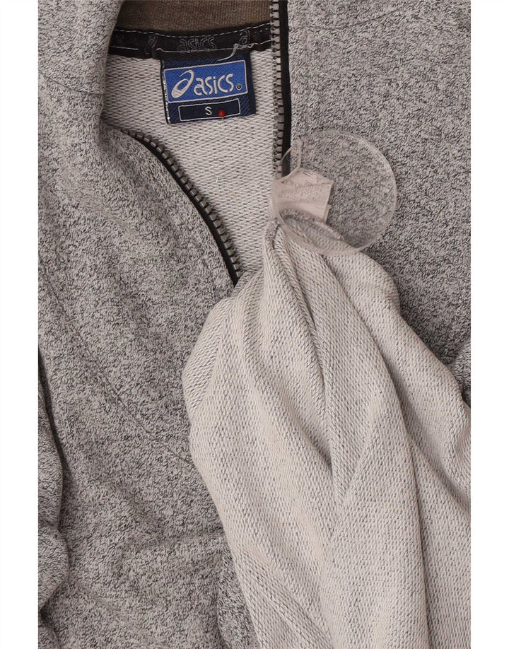 Asics Mens Graphic Zip Neck Sweatshirt Jumper Small Grey Flecked Cotton