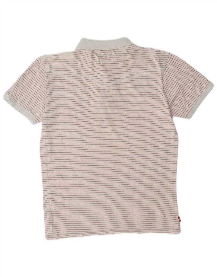 LEVI'S Mens Polo Shirt Medium White Pinstripe
