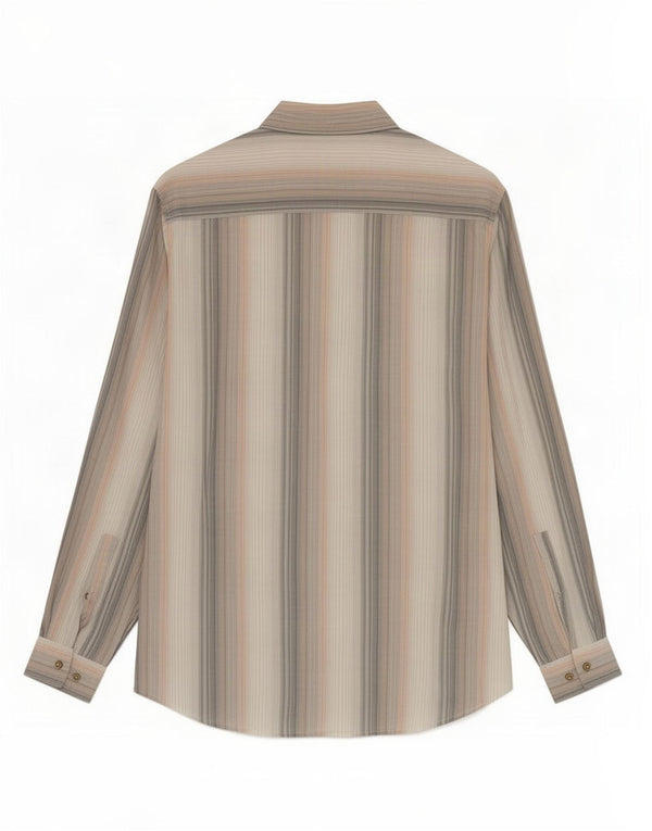 Marlboro Classics Mens Shirt Large Grey Striped Cotton