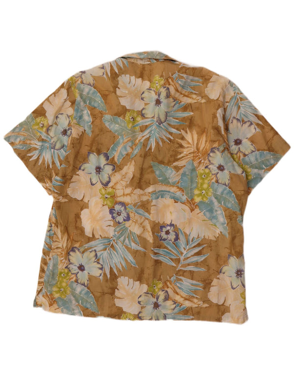 Claudio Campione Mens Hawaiian Short Sleeve Shirt XL Beige Floral Cotton