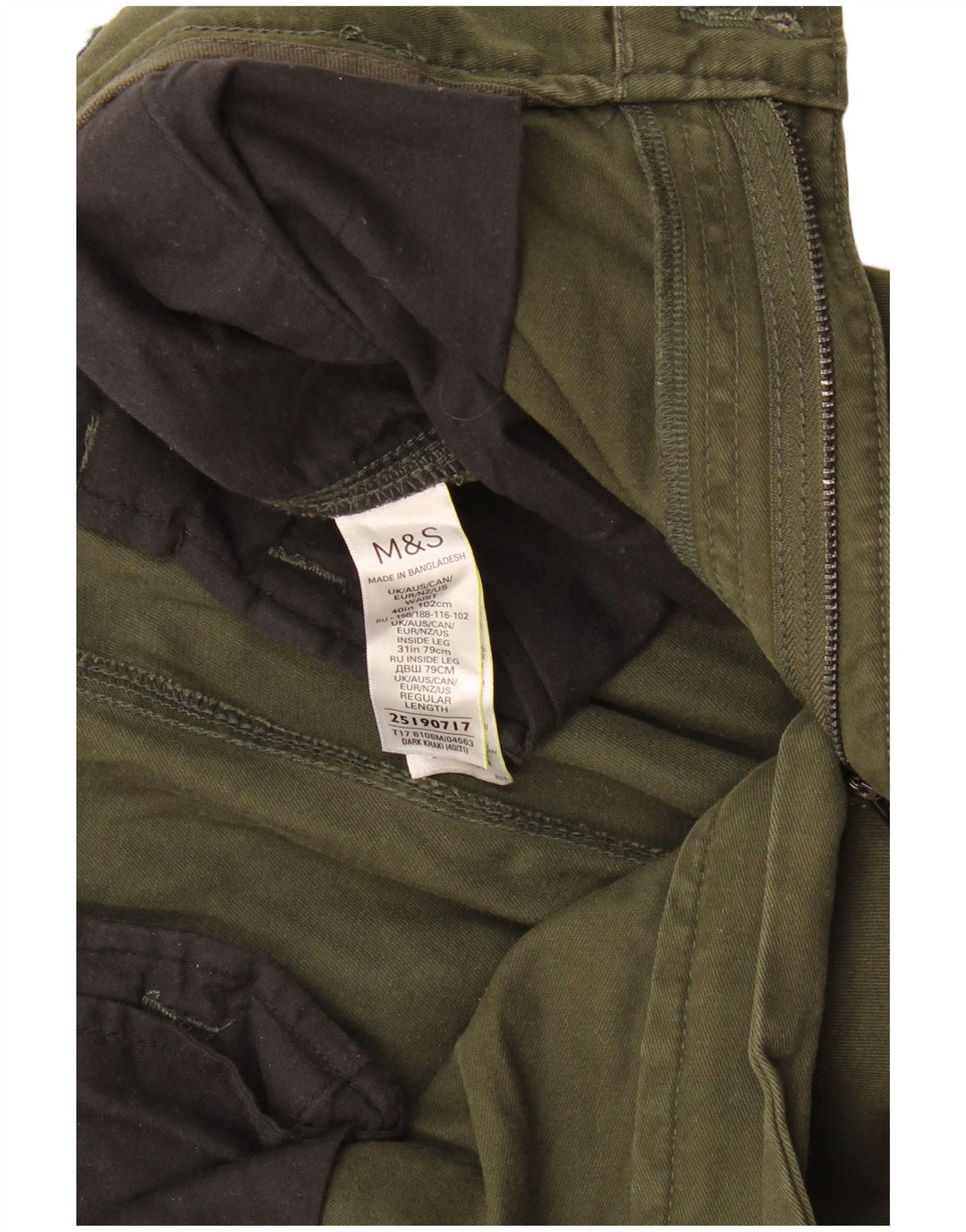 Marks & Spencer Mens Straight Cargo Trousers W40 L31 Khaki Cotton
