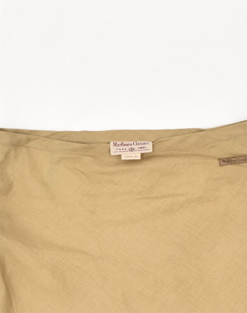 MARLBORO CLASSICS Womens A-Line Skirt EU 42 Large W30 Khaki Floral Linen | Vintage Marlboro Classics | Thrift | Second-Hand Marlboro Classics | Used Clothing | Messina Hembry 