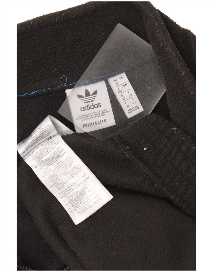 Adidas Womens Zip Neck Oversized Fleece Jumper UK 12 Medium Black Polyester