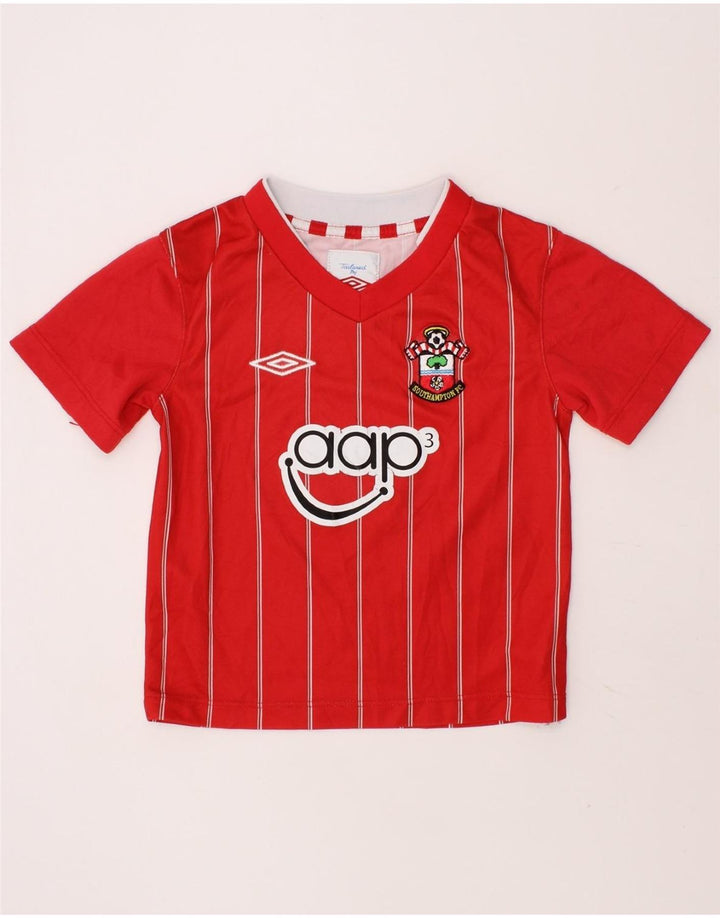 UMBRO Boys Graphic Jersey Top 2-3 Years Red Striped Polyester Vintage Umbro and Second-Hand Umbro from Messina Hembry 