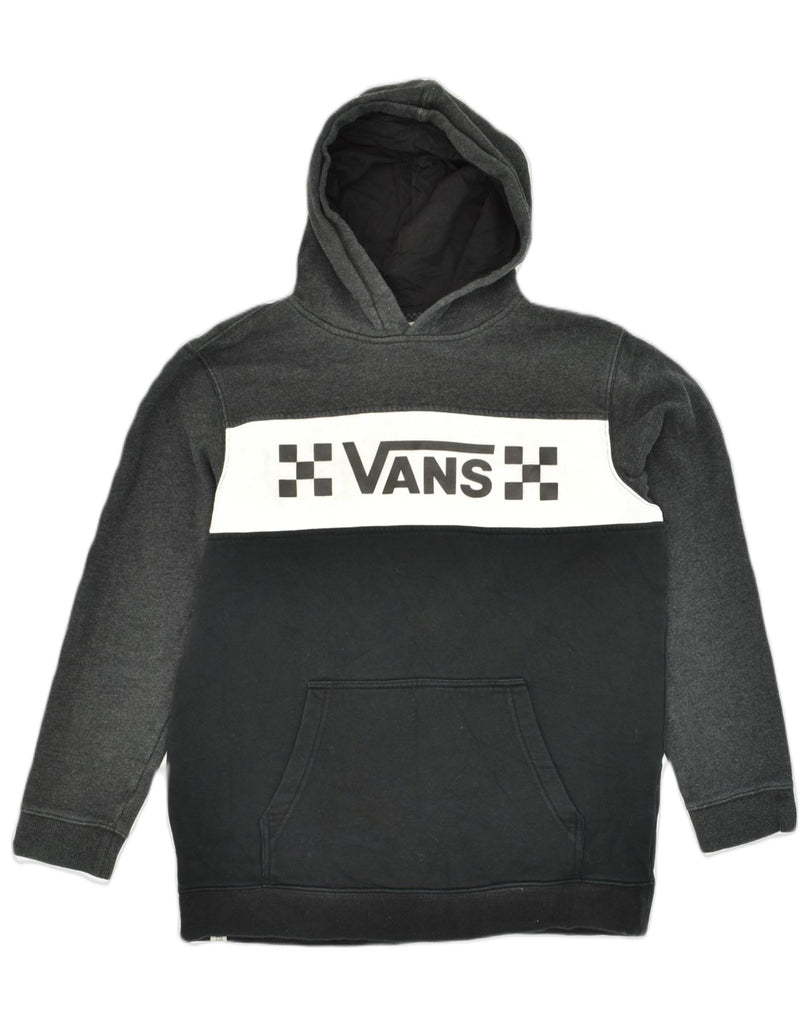 VANS Womens Graphic Hoodie Jumper UK 18 XL Black Colourblock Cotton | Vintage Vans | Thrift | Second-Hand Vans | Used Clothing | Messina Hembry 