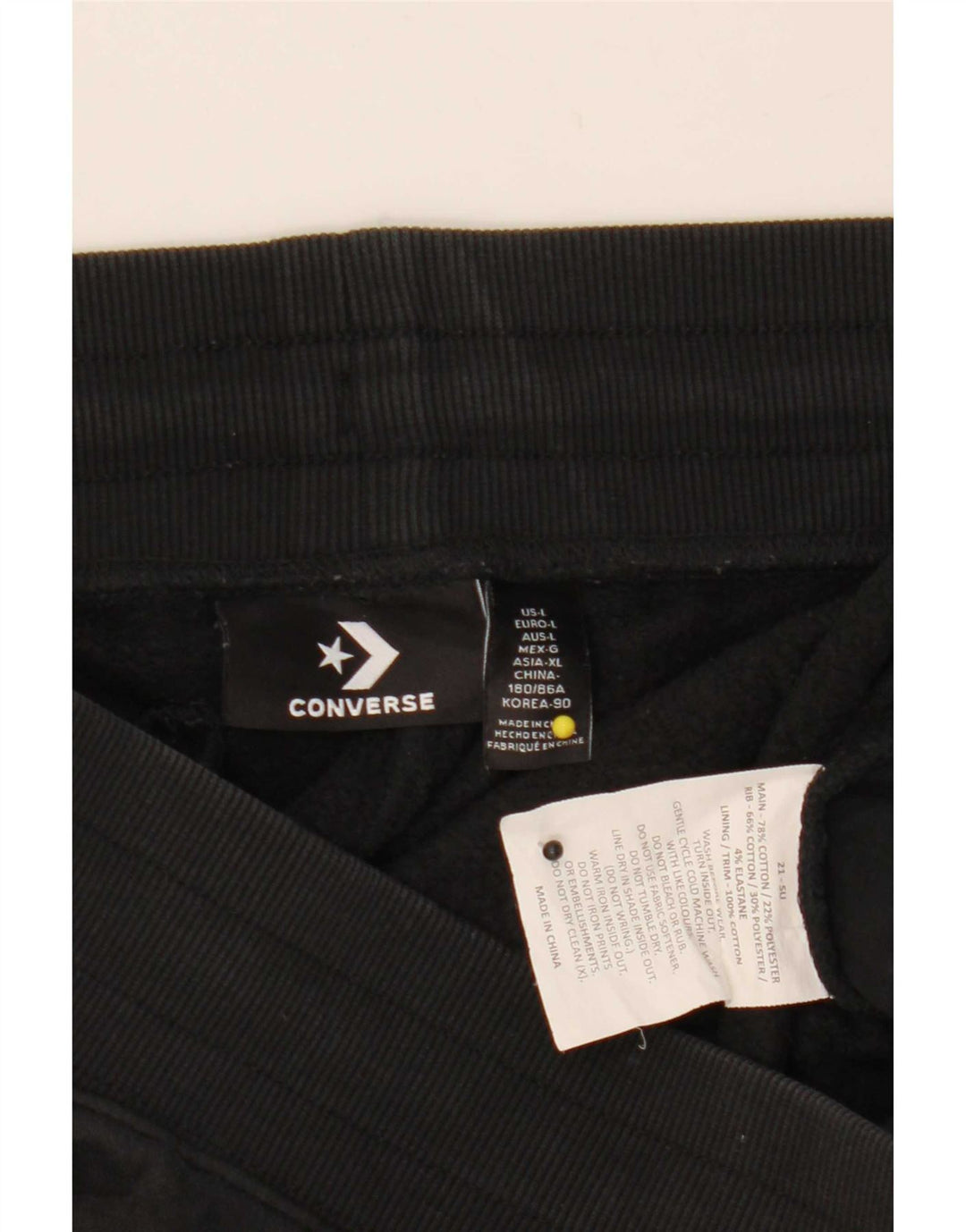 Converse Mens Tracksuit Trousers Joggers Large Black Cotton