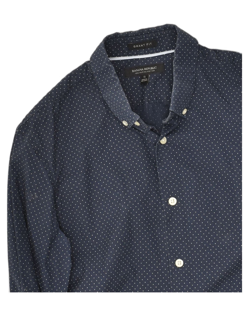 BANANA REPUBLIC Mens Grant Fit Shirt Small Navy Blue Polka Dot Cotton | Vintage Banana Republic | Thrift | Second-Hand Banana Republic | Used Clothing | Messina Hembry 