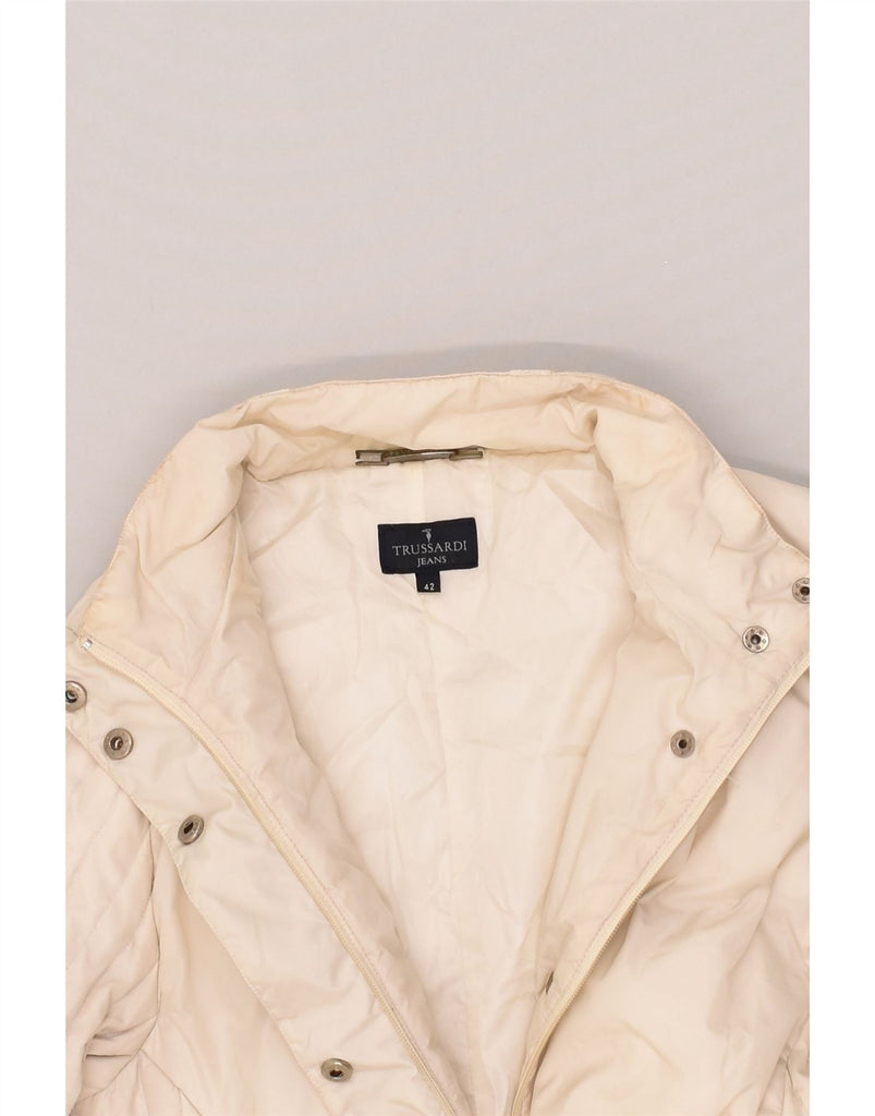 TRUSSARDI Womens Padded Coat IT 42 Medium Beige | Vintage Trussardi | Thrift | Second-Hand Trussardi | Used Clothing | Messina Hembry 