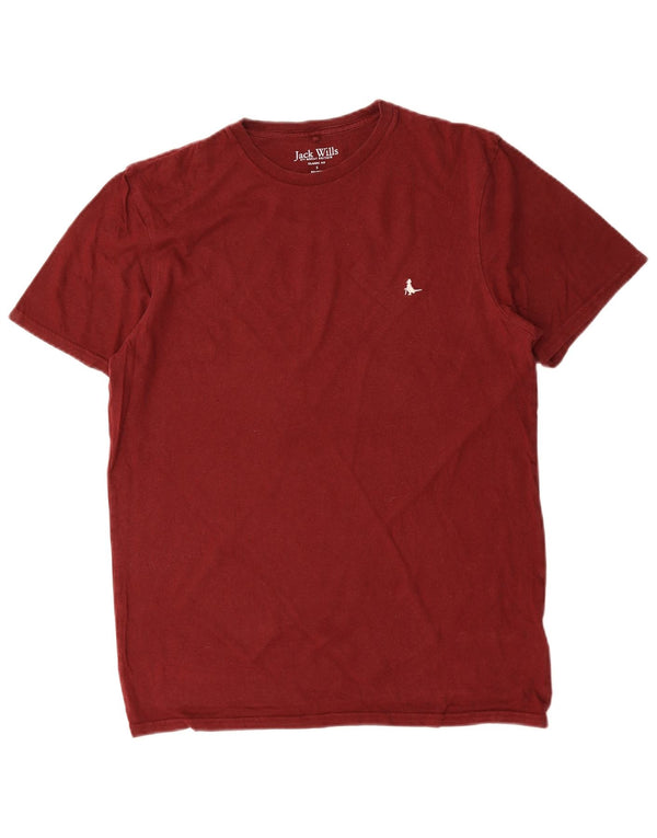 JACK WILLS Mens Classic Fit T-Shirt Top Small Burgundy Cotton