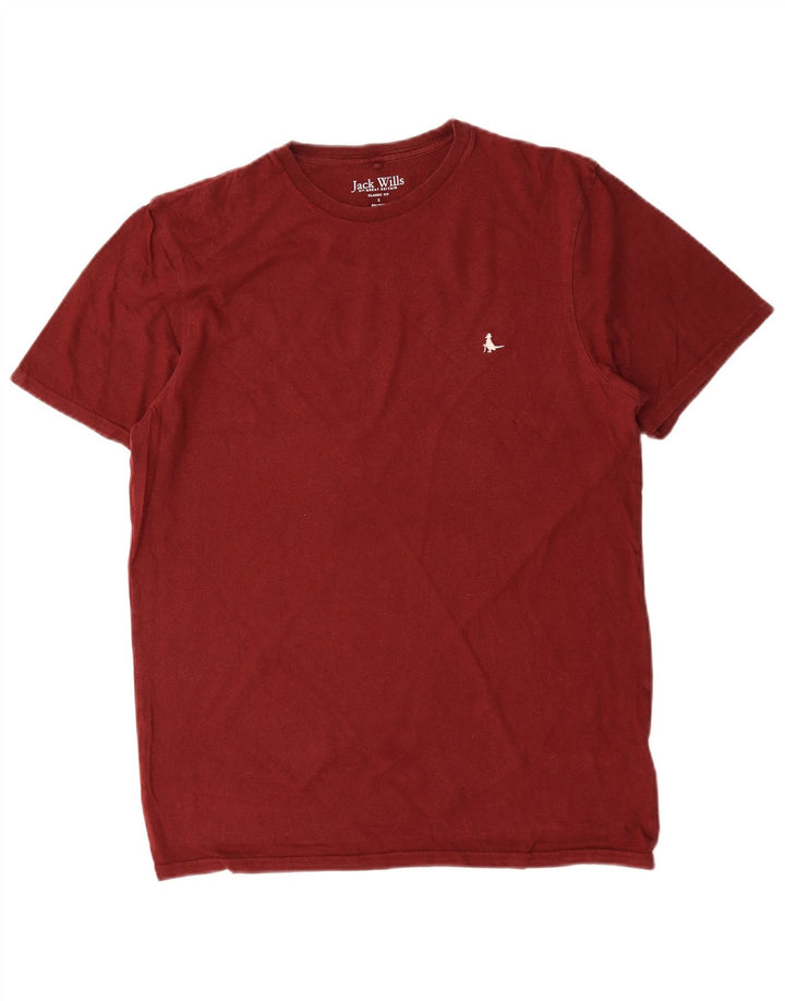 JACK WILLS Mens Classic Fit T-Shirt Top Small Burgundy Cotton
