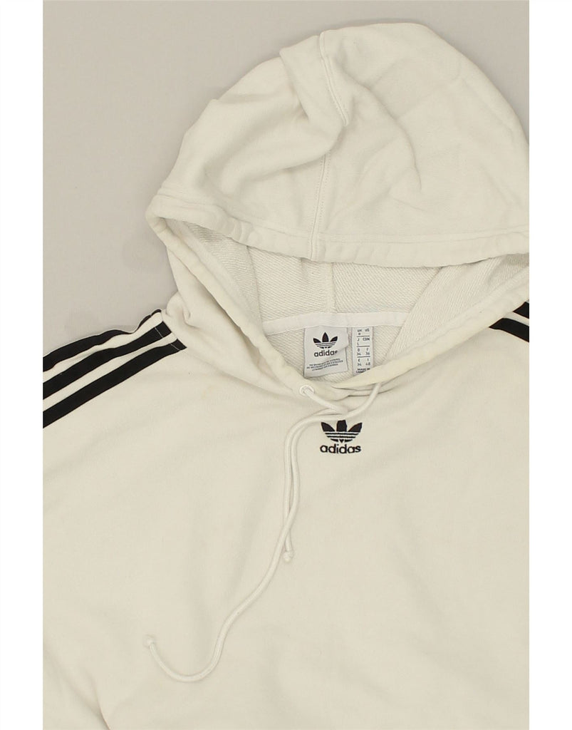 ADIDAS Womens Oversized Crop Hoodie Jumper UK 8 Small White Cotton | Vintage Adidas | Thrift | Second-Hand Adidas | Used Clothing | Messina Hembry 